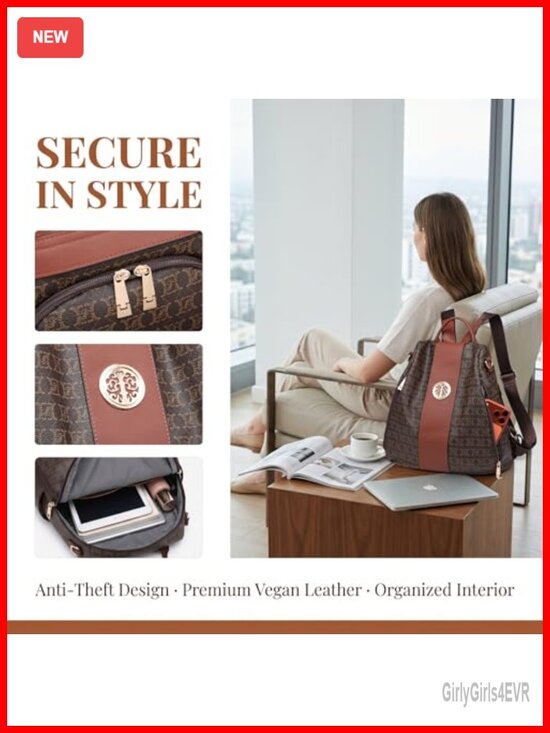 Anti Theft Convertible Faux Leather Backpack Travel Shoulder Bag main image 6